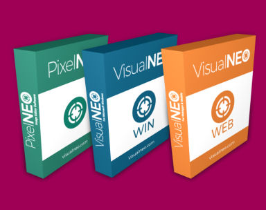 Cajas de software de VisualNEO Win, VisualNEO Web y PixelNEO